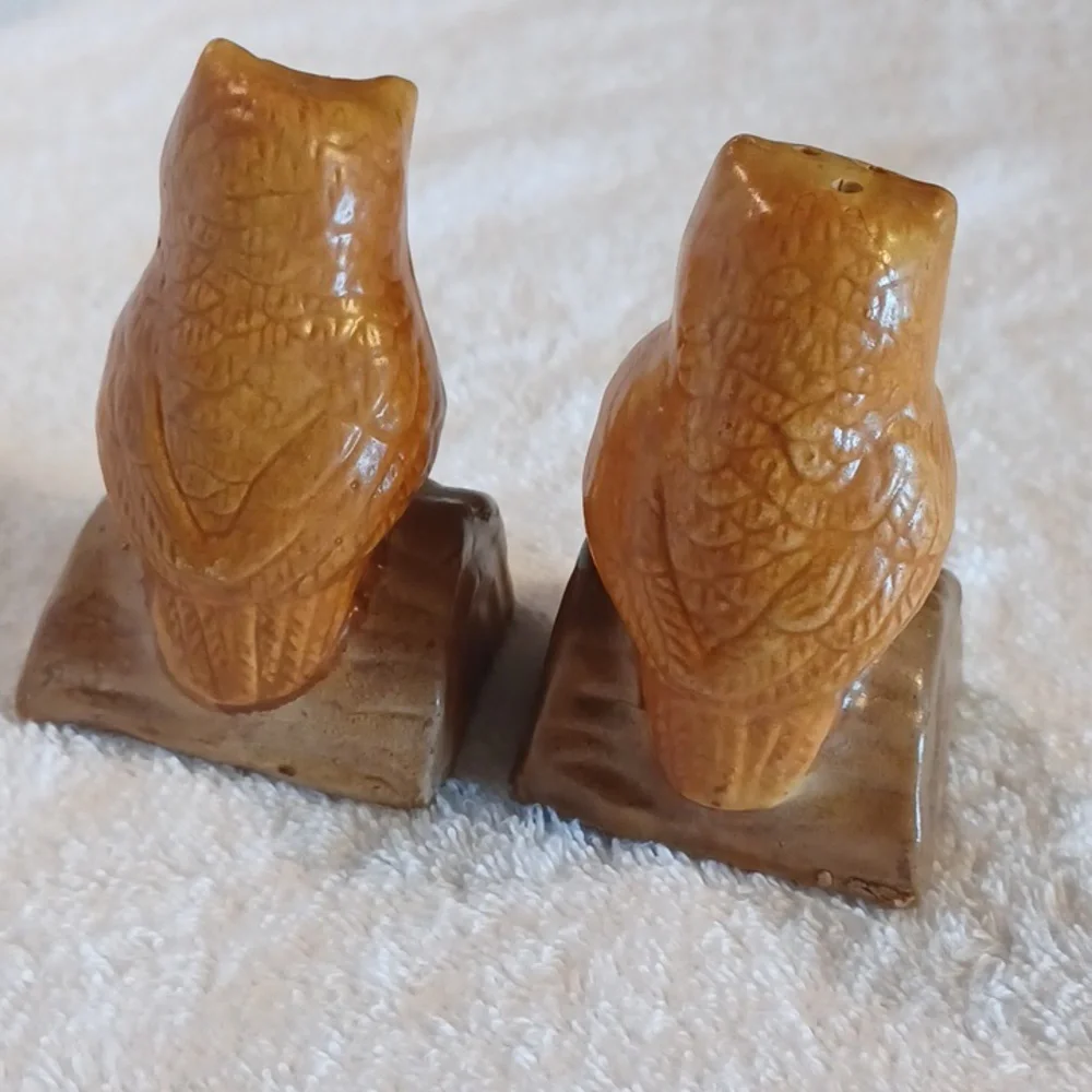 Owl salt and pepper shakers vintage kitchen decor